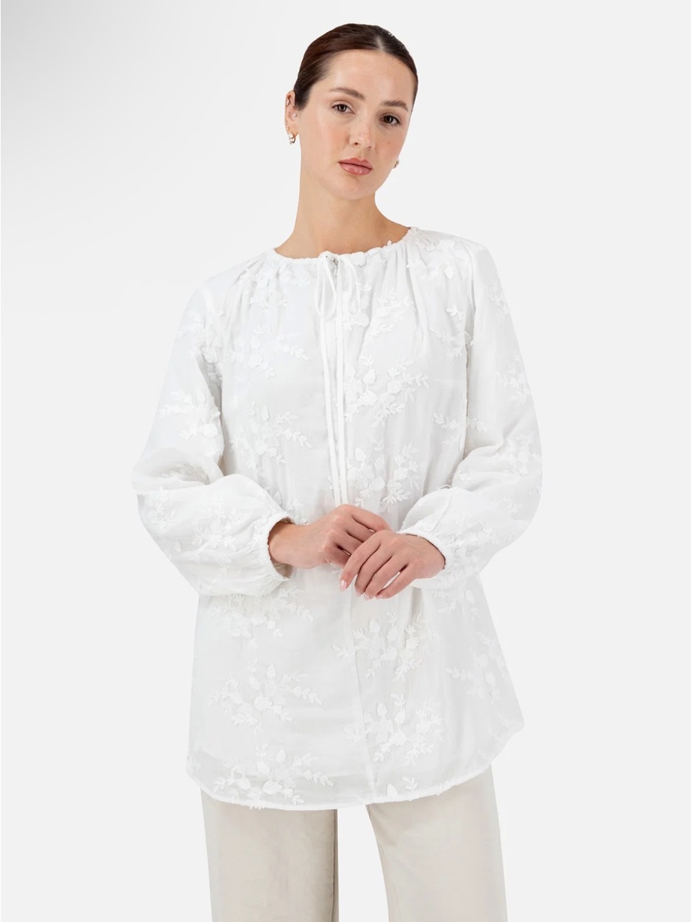 fares floral embroidered blouse